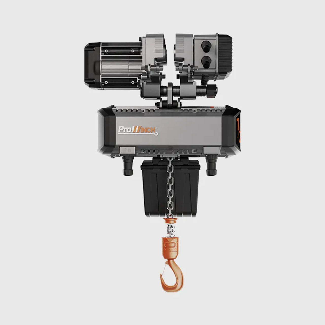 Prowinch 1/2 ton Electric Chain Hoist w/ Power Trolley 1 Speed 208~240/440~480V 3ø 60HZ 13ft G100 Nickel Duty H4/M5 PWRXT0.5-H4-1S-2.4