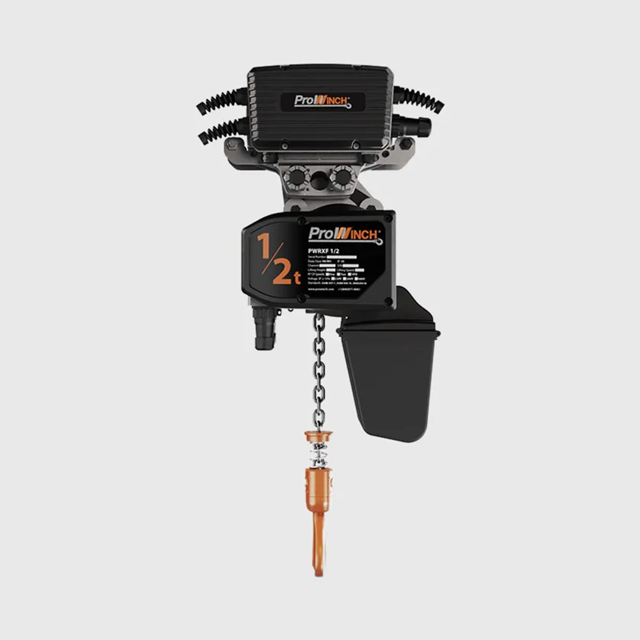 Prowinch 1/2 ton Electric Chain Hoist w/ Power Trolley 1 Speed 208~240/440~480V 3ø 60HZ 13ft G100 Nickel Duty H4/M5 PWRXT0.5-H4-1S-2.4