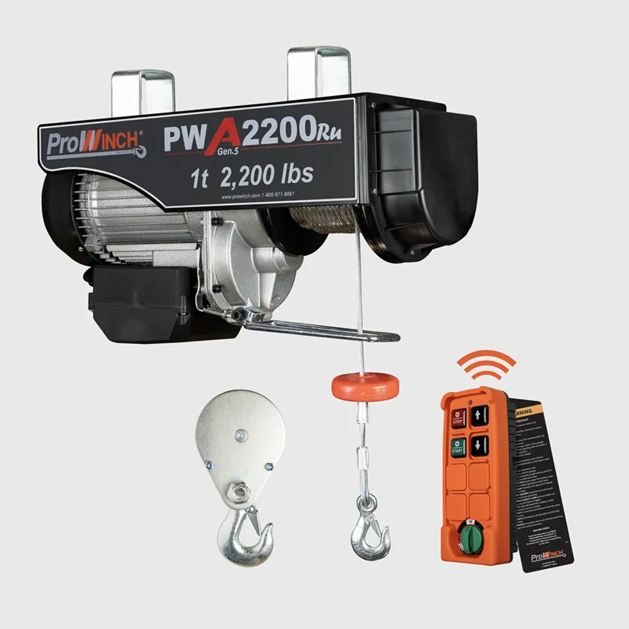 Prowinch 1 ton 2200 lb 110V Electric Wire Rope Hoist 38 ft. Wireless Upper and Lower Limit Switches H1 Duty PWA2200Ru