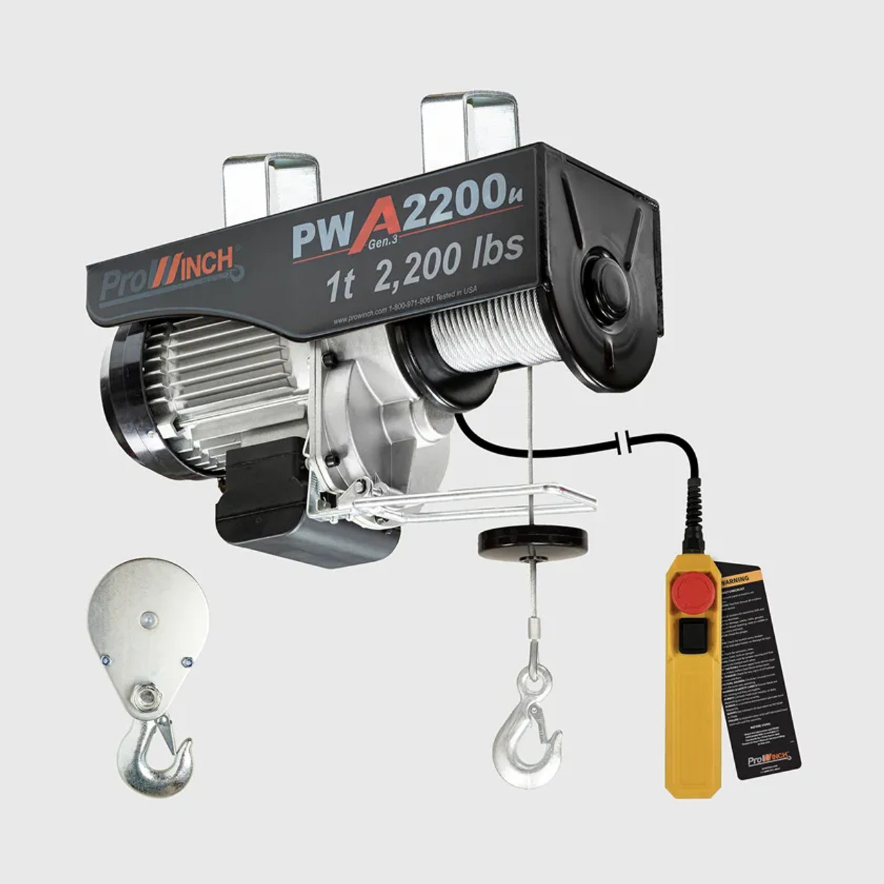 Prowinch 1 ton 2200 lb 110V Electric Wire Rope Hoist 38 ft. H1 Duty PWA2200u