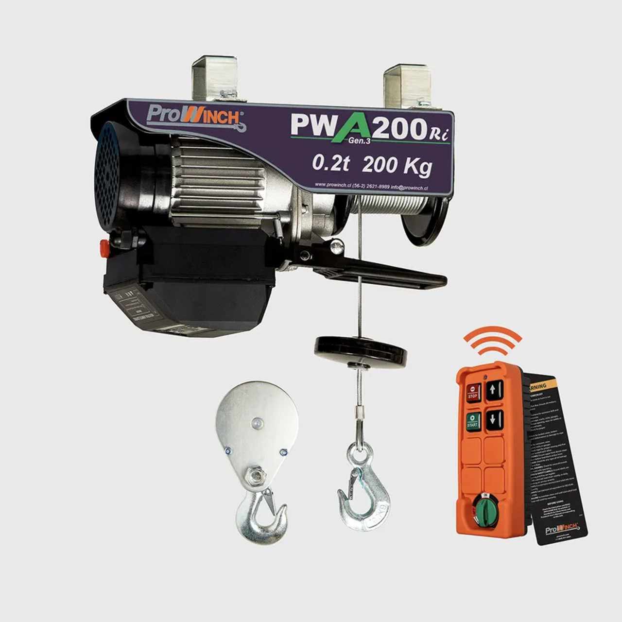 Prowinch 440 lb 2200 lb 220V Electric Wire Rope Hoist 38 ft. H1 Duty Wireless. Wireless Upper Limit Switch 3th Generation H1 Duty PWA200Ri-G3