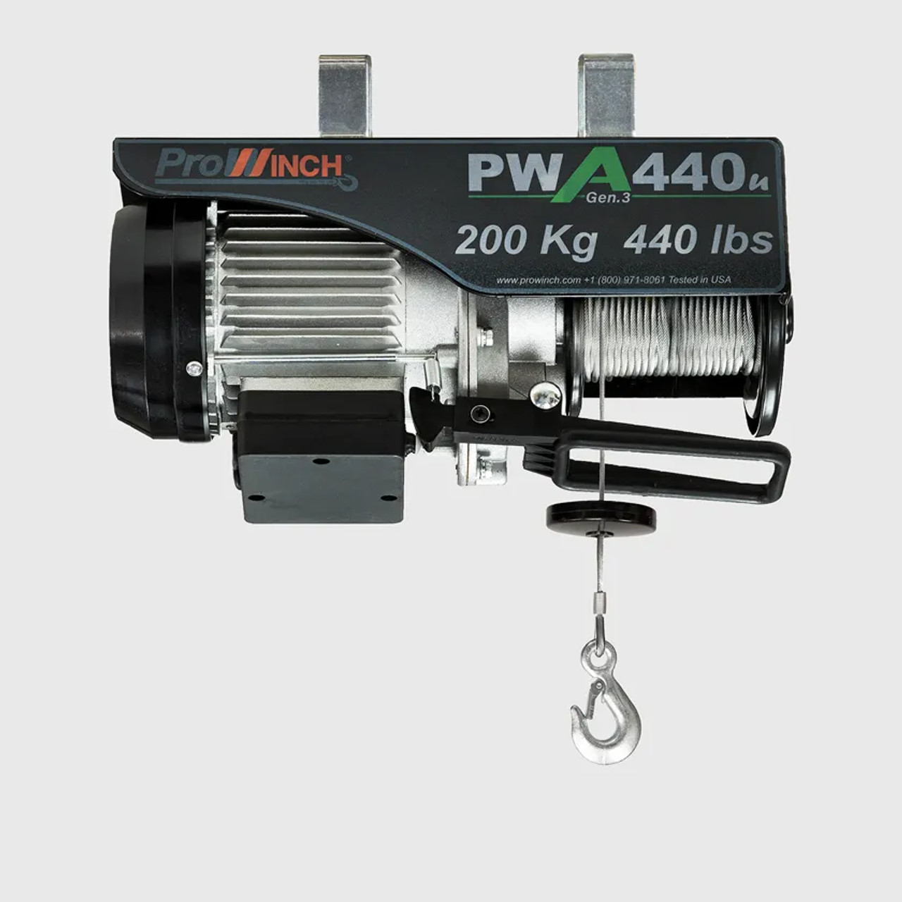 Prowinch 440 lb 110V Electric Wire Rope Hoist 38 ft. H1 Duty Wireless. Wireless Upper Limit Switch 3th Generation H1 Duty PWA440u-G3