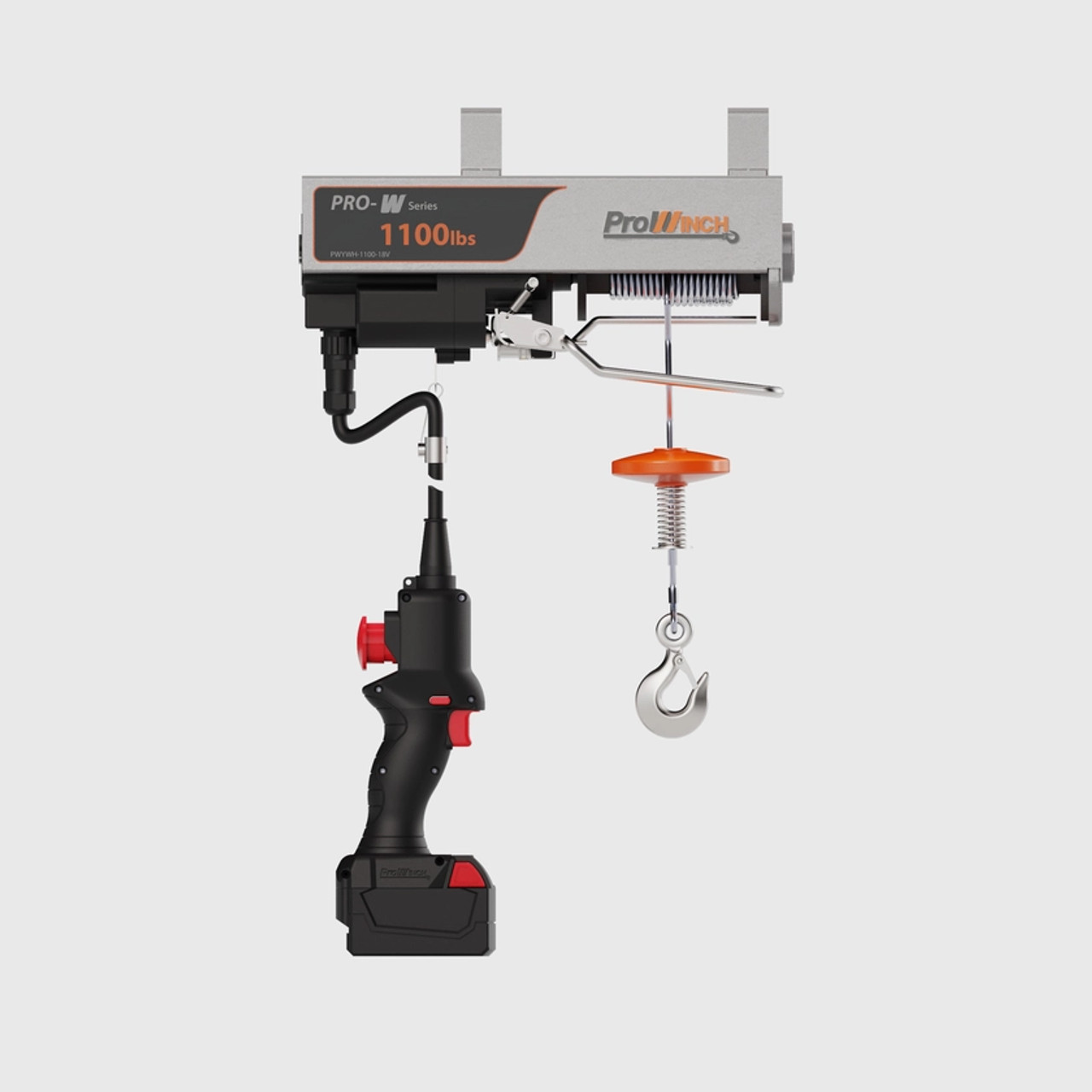 Prowinch 1100 lb Mini Pro-W Electric 40 ft Wire Rope Hoist Milwaukee M18 Battery Powered Double Brake H3 Duty 16000 FLC PWYWH-1100-18V