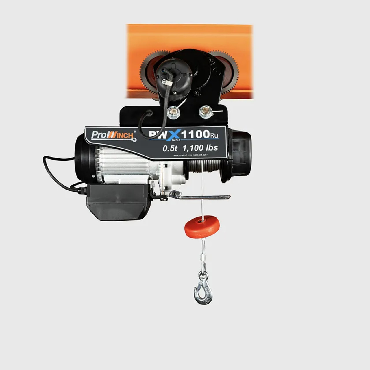 Prowinch 1/2 ton 1100 lb 110V Electric Wire Rope Hoist 38 ft. w/ Power Trolley H1 Duty Wireless PWX1100-Ru
