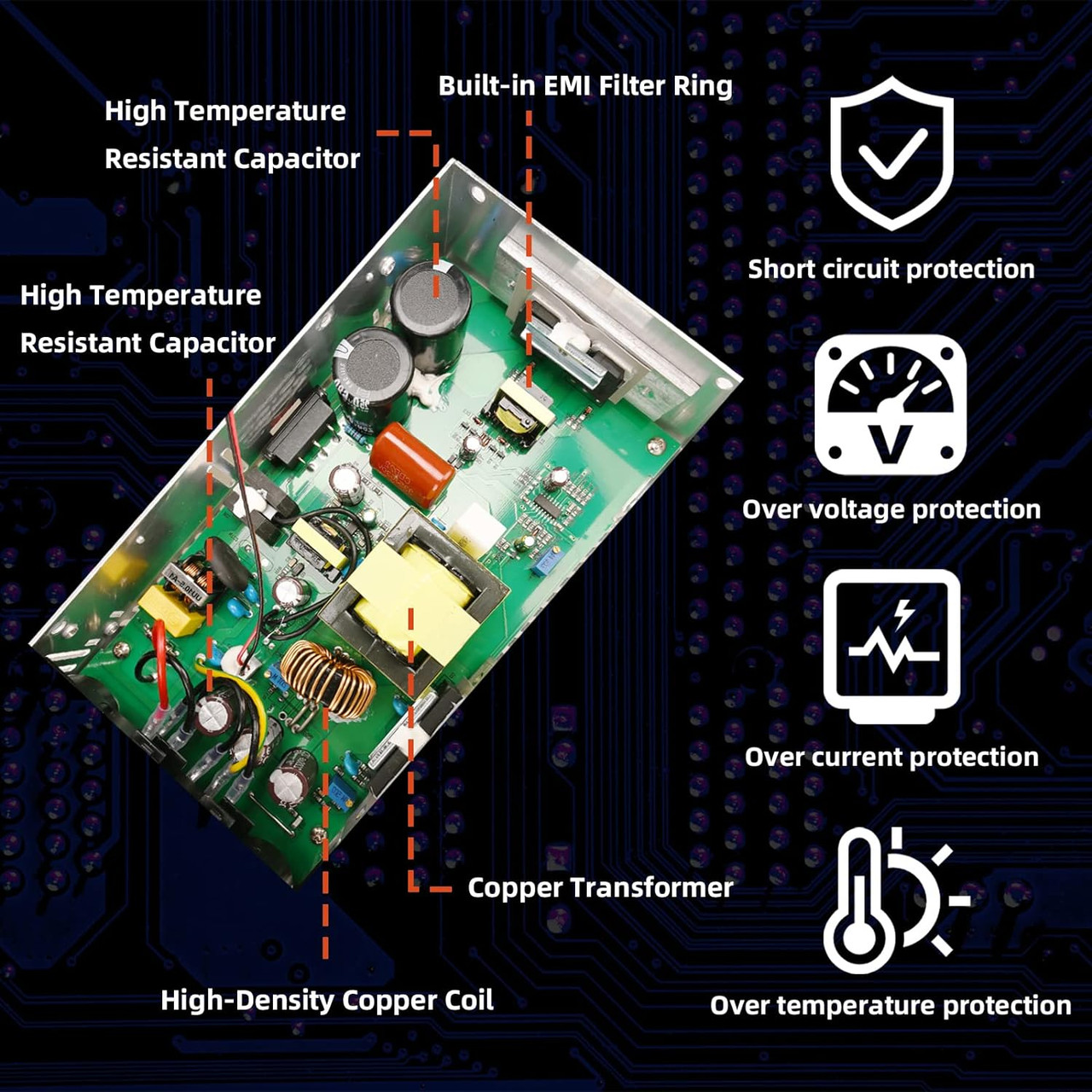 RV Converter, 110V AC to 12V DC Converter Power Supply 12V 600W 50A DC Switch Transformer for RV, Pump, LED Strip, LCD Monitor