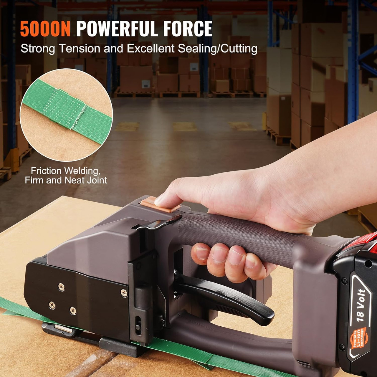 Electric Strapping Machine, for 0.39"-0.75" PP PET Straps, Portable Electric Banding Tool with Digital Display, 2 x 4000mAh Battery Powered Automatic Strapping Tool for Packaging Box Pallet