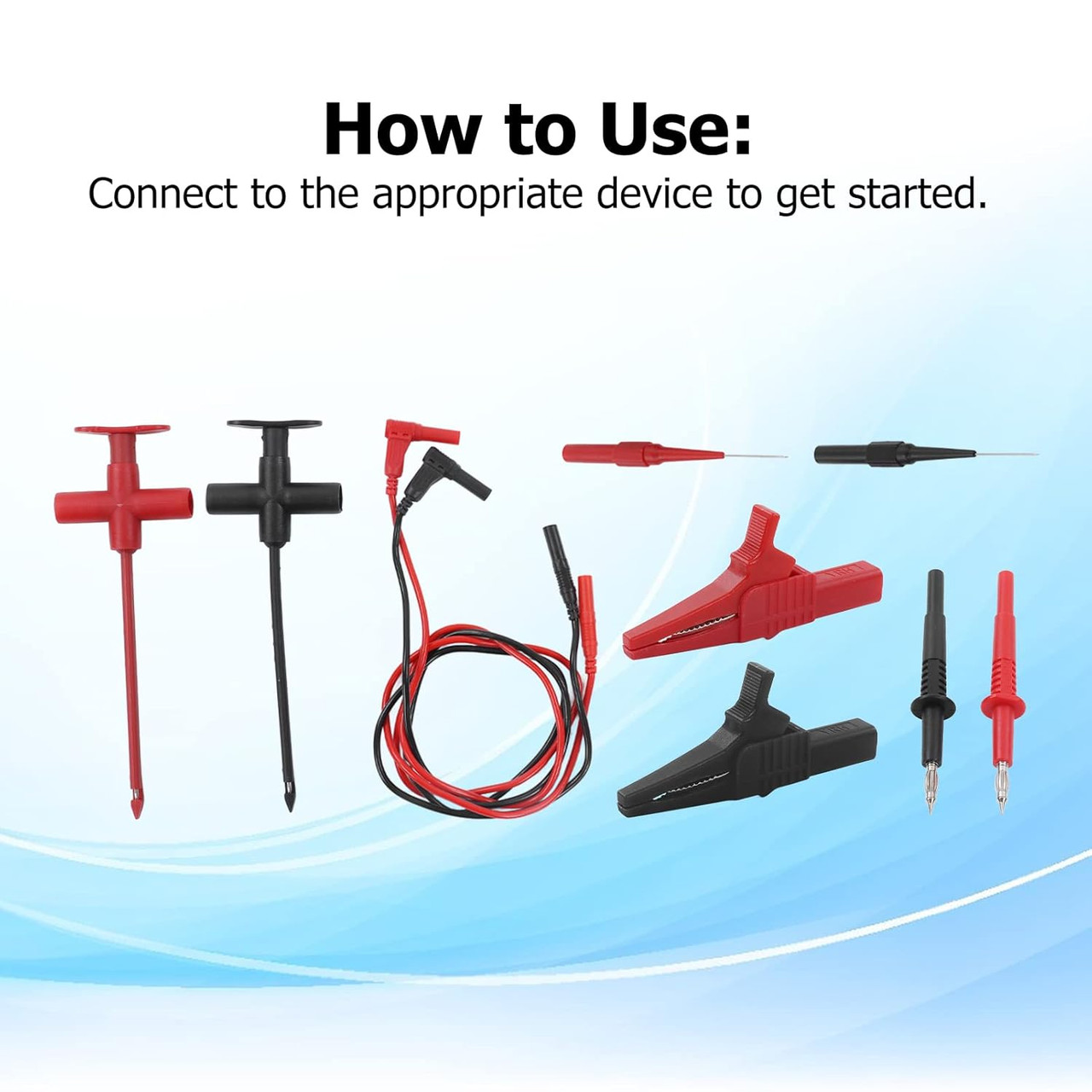 Multimeter Automotive Test Wire Kit Puncture Probes with Wire Piercing Probe Clip Banana Plug Probe 19A JT8001-1 Banana Plug Extension Test Cable Set