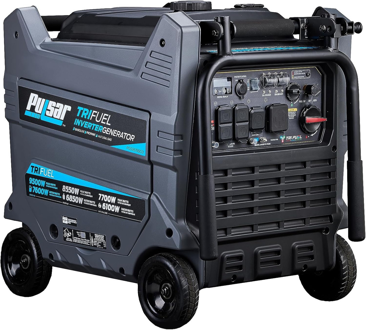 9500W Tri Fuel Gasoline Propane Natural Gas Portable Inverter Generator w/Remote Start & CO Sentry for Home Use