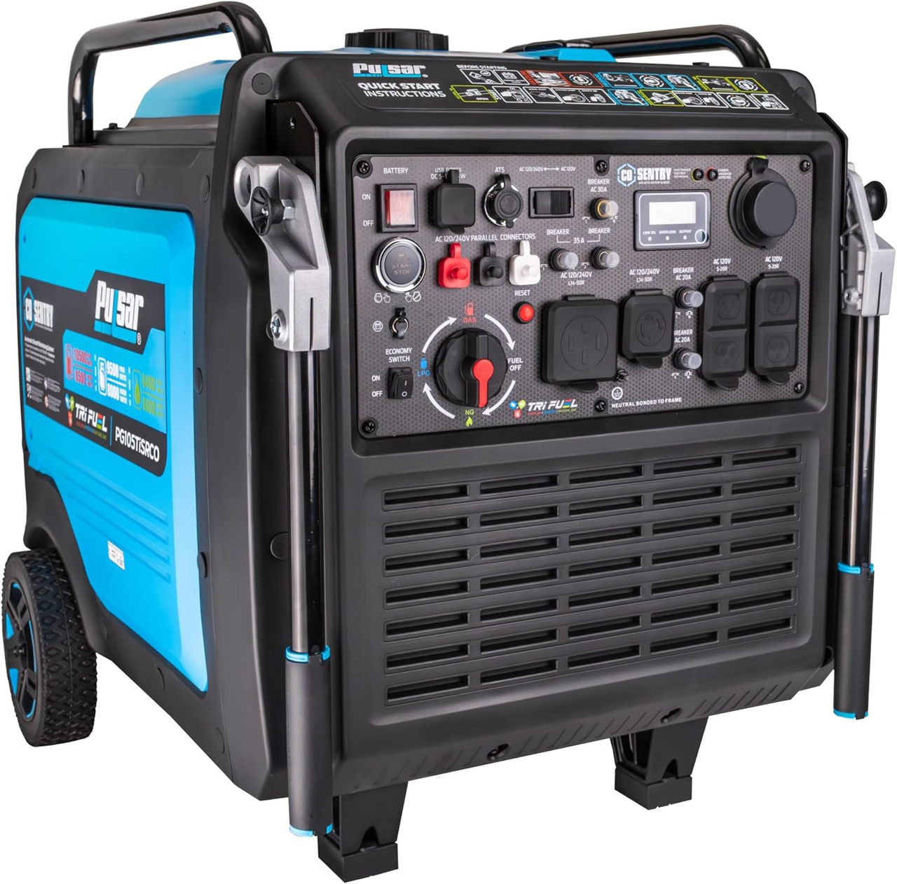 10,500 Watt Gasoline, Propane, and Natural Gas Tri-Fuel Portable Inverter Generator with Remote Start