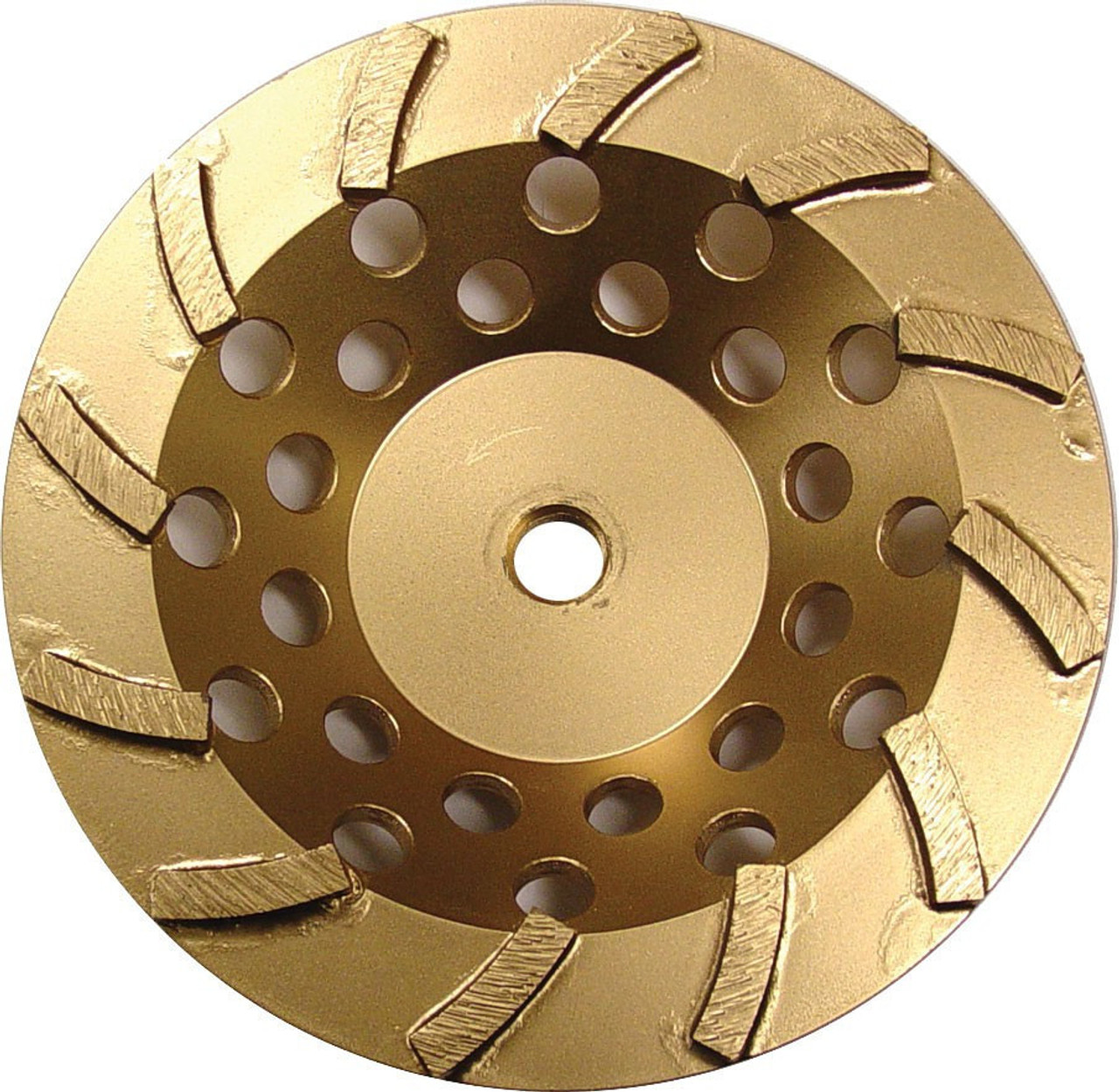 Standard Gold Spiral Turbo Cup Grinders - 12 Segments - 5" x 5/8-11