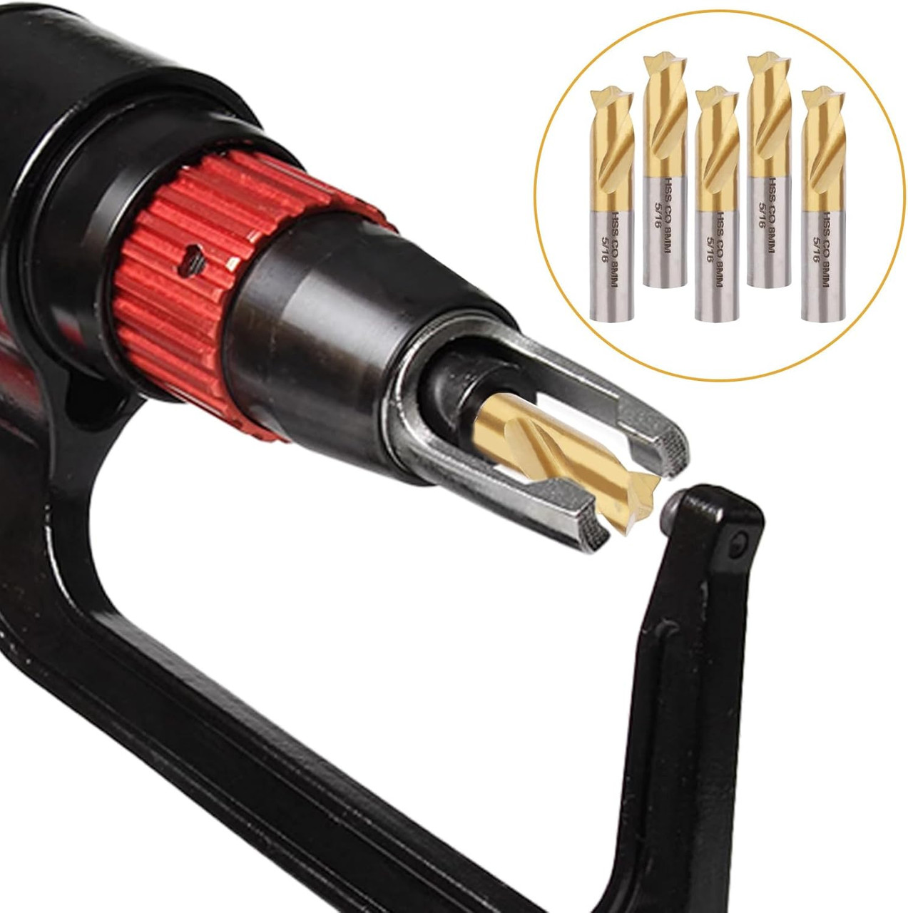 5pcs Spot Weld Drill Bit, 5/16in/8mm High Speed Steel Spot Weld Cutter Titanium Coated