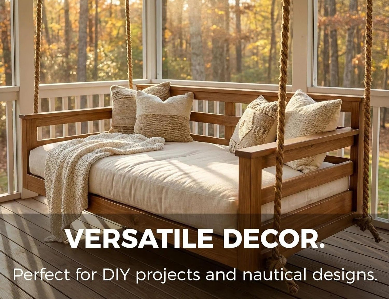 Natural Hemp Rope (1 in X 50 Ft) Twisted Manila Rope Thick Jute Rope for Crafts, Porch Swing Rope, Hemp Rope for Decor, Railing, Docks, Landscaping