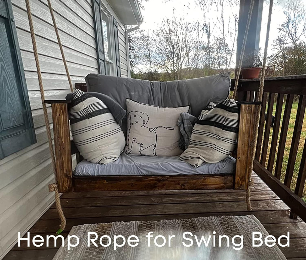 Natural Hemp Rope 3/4 in X 50 Ft Twisted Manila Rope 3/4 inch Thick Jute Rope for Crafts, Porch Swing Rope, Hemp Rope for Decor, Railing, Docks, Landscaping