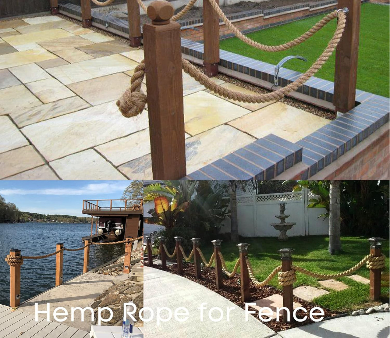 Natural Hemp Rope 3/4 in X 200 Ft Twisted Manila Rope 3/4 inch Thick Jute Rope for Crafts, Porch Swing Rope, Hemp Rope for Decor, Railing, Docks, Landscaping