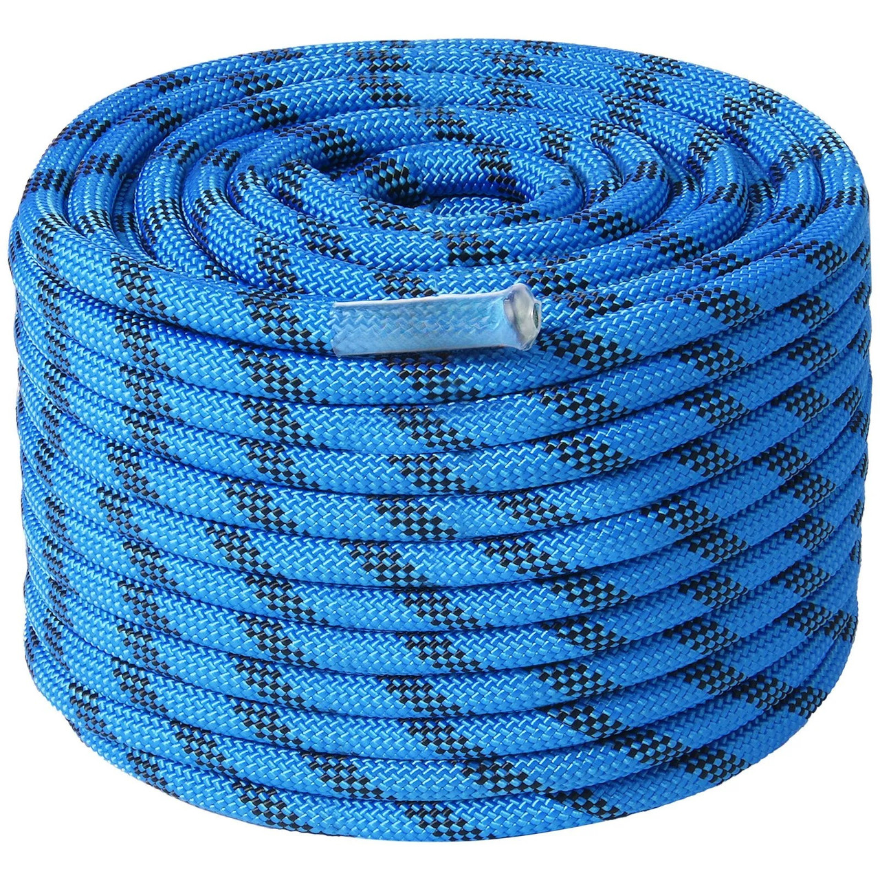 12.7mm Static Climbing Rope, 60.9M(200ft) Outdoor Rock Climbing Rope 30KN Breaking Tension, Fiber Rope for Escape, Rappelling, Fire Rescue, Blue