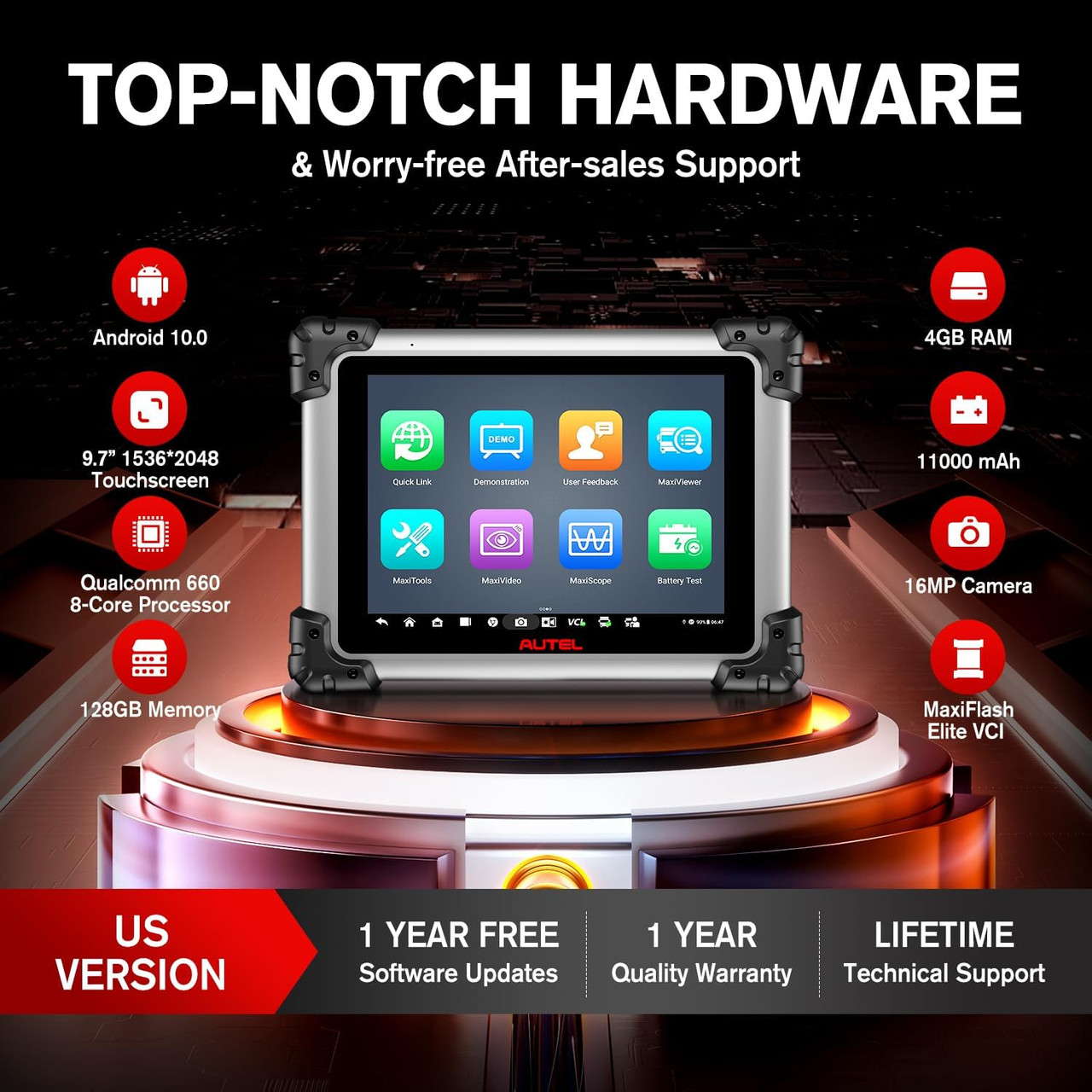 Autel MaxiSys MS908CV II Top CV Scanner, 2026 V2.0 of MS908CV Heavy Duty Truck Diagnostic Tool with J2534, Lite of MS909CV, Bidirectional 3000+ Test, 64 Services, Auto Scan 2.0 10 OS 4/128GB