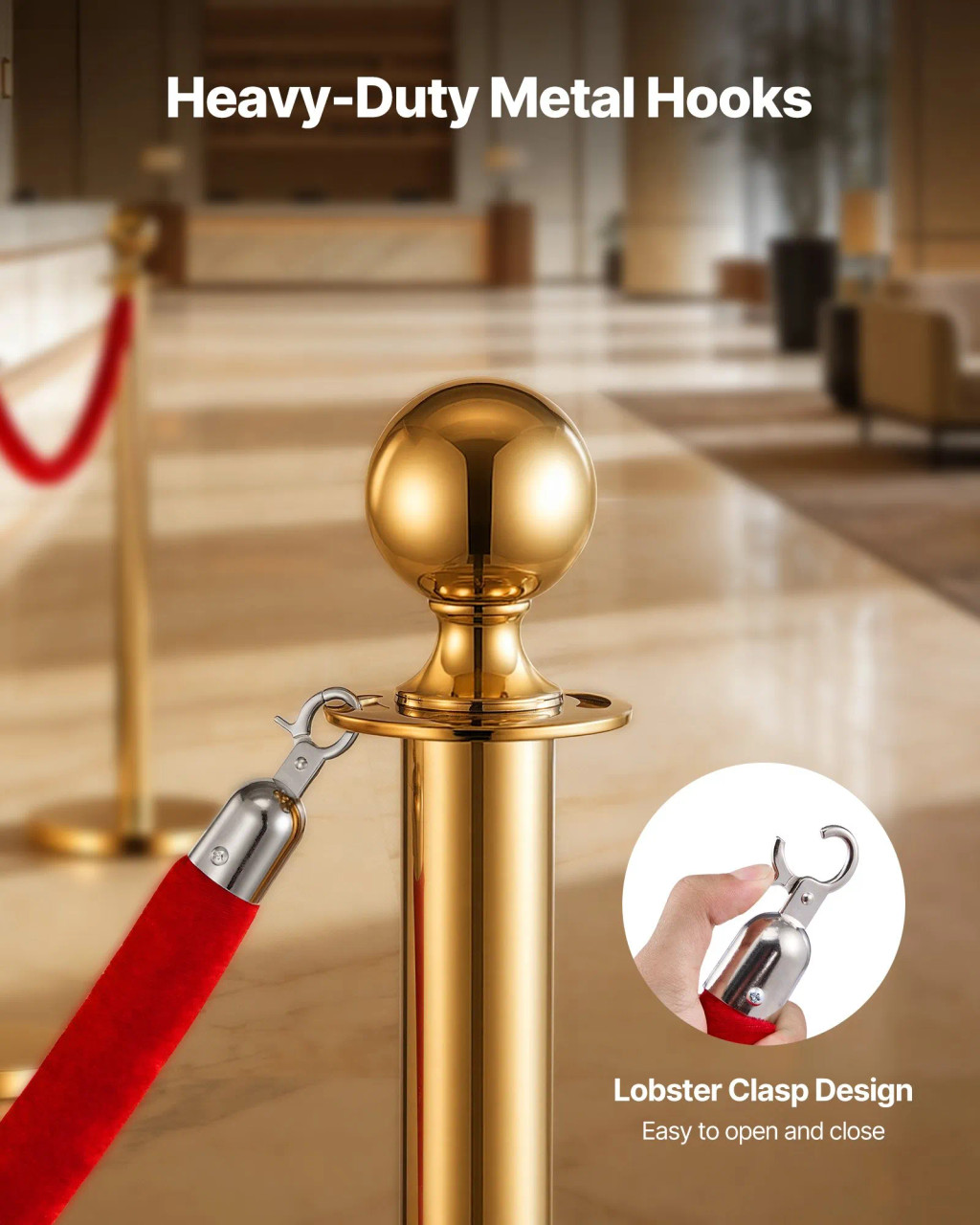 2 Pcs Red Velvet Stanchion Ropes, 5 ft Crowd Control Stanchion Red Velvet Ropes with Silver Hooks, Post Queue Barrier Carpet Rope for Carpet Events Movie Theaters Grand Openings Hotels Party