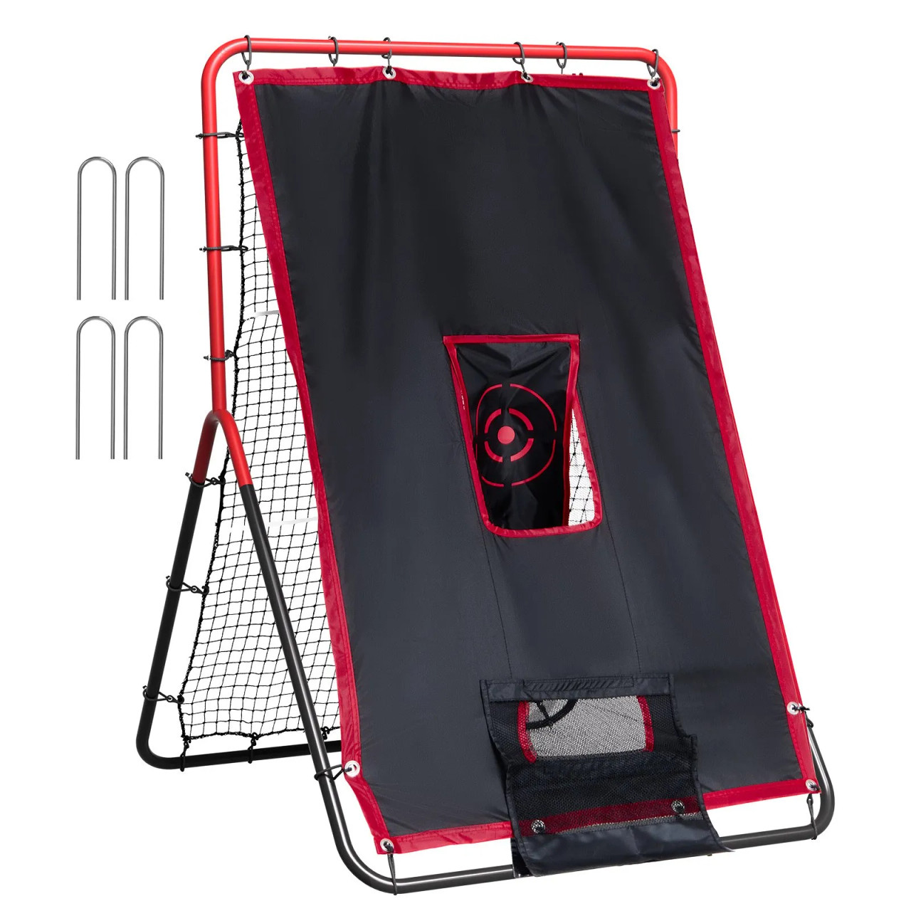 Baseball And Softball Rebounder Net, 3.5 x 4.5 ft 2-in-1 Switch Hitter Pitch Trainer, PitchBack Baseball Pitching Return Trainer Nest, Bounce Back Net for Fielding/Throwing Practice