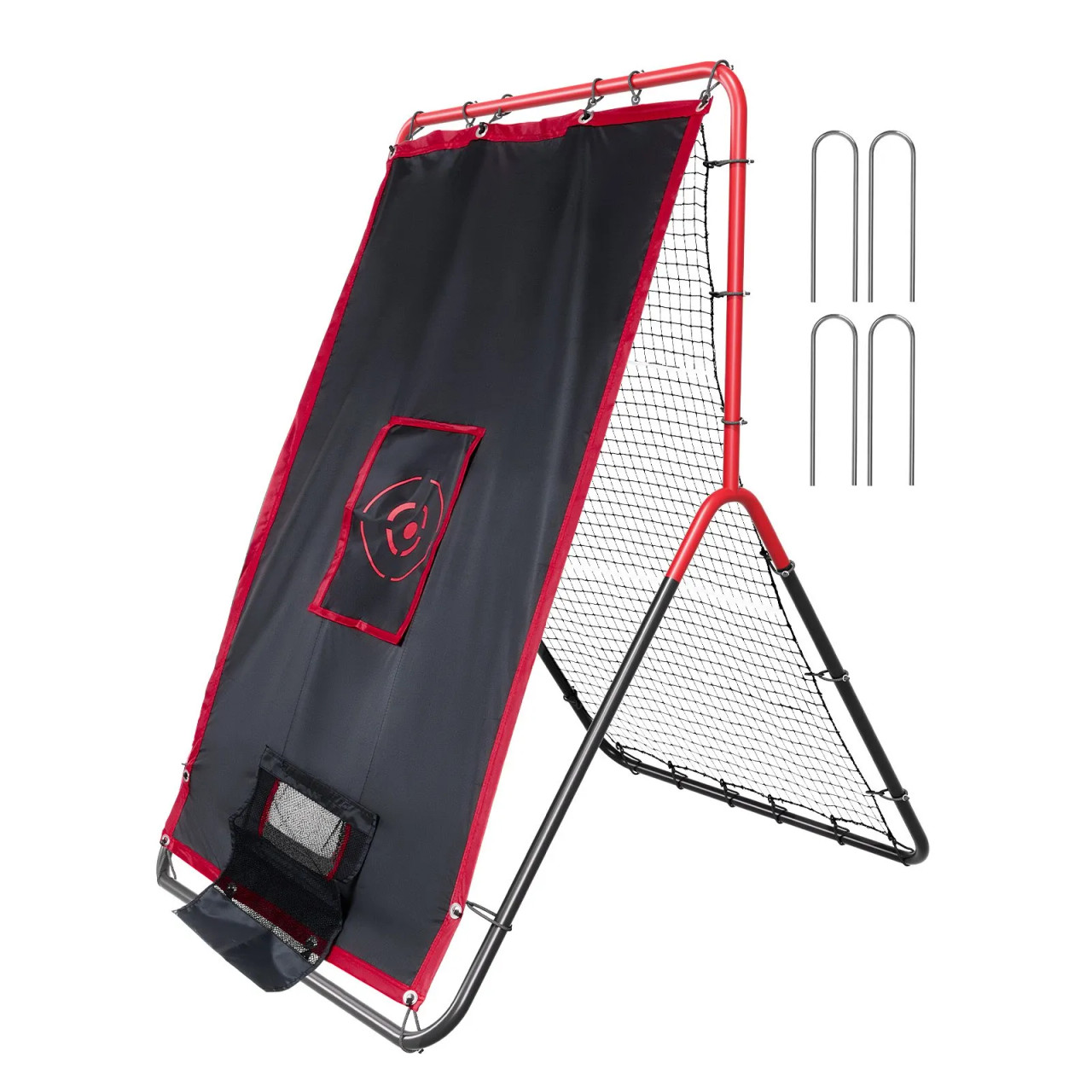Baseball And Softball Rebounder Net, 3.5 x 4.5 ft 2-in-1 Switch Hitter Pitch Trainer, PitchBack Baseball Pitching Return Trainer Nest, Bounce Back Net for Fielding/Throwing Practice