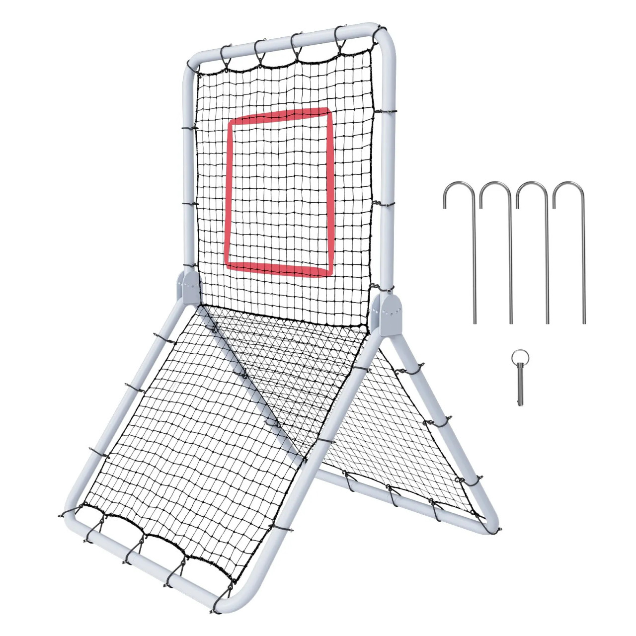 Baseball And Softball Rebounder Net, 3.5 x 6 ft PitchBack Baseball Pitching Nest, Softball Pitchback Net, Fielding Trainer, Bounce Back Net for Fielding/Throwing Practice, 5 Adjustable Angles
