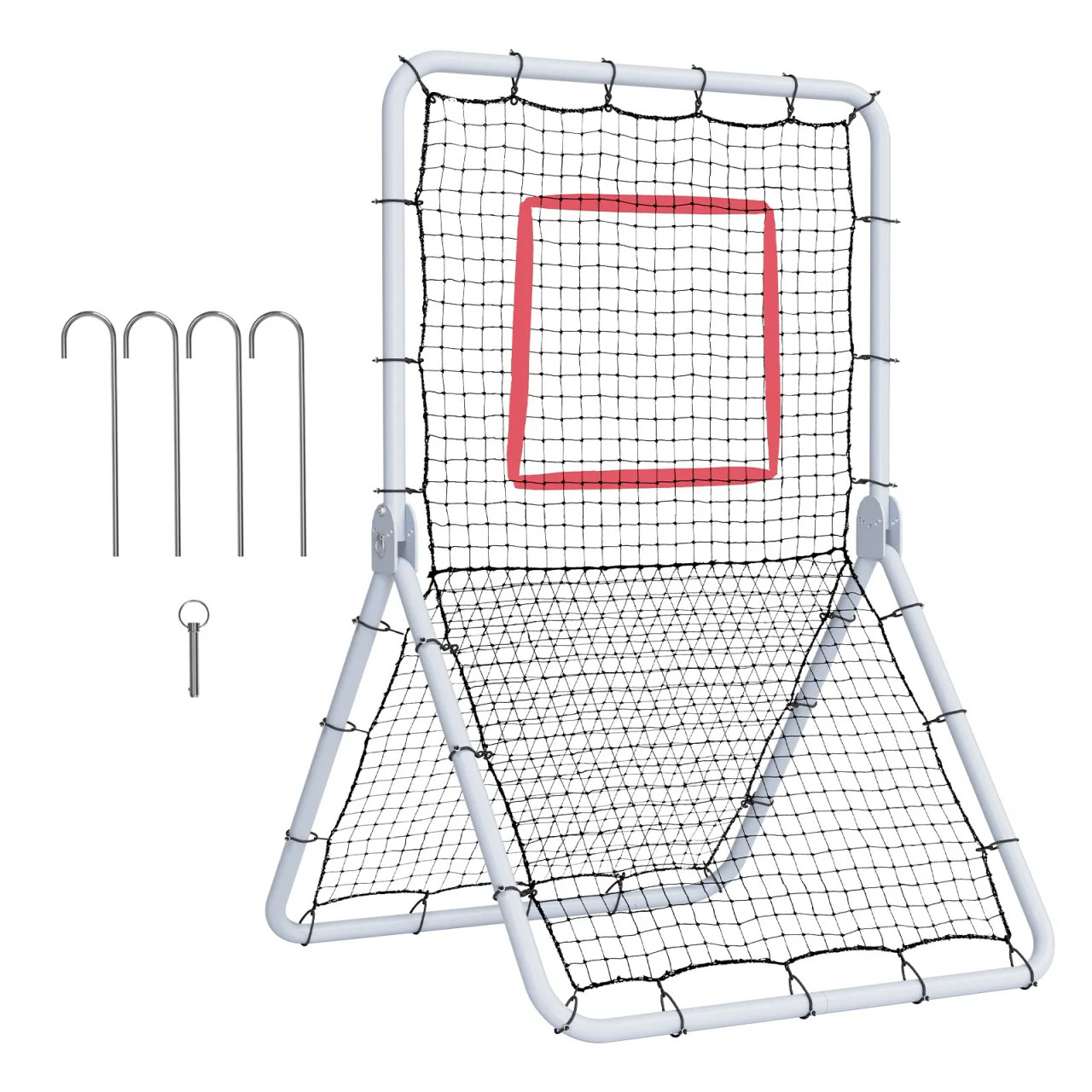 Baseball And Softball Rebounder Net, 3.5 x 6 ft PitchBack Baseball Pitching Nest, Softball Pitchback Net, Fielding Trainer, Bounce Back Net for Fielding/Throwing Practice, 5 Adjustable Angles