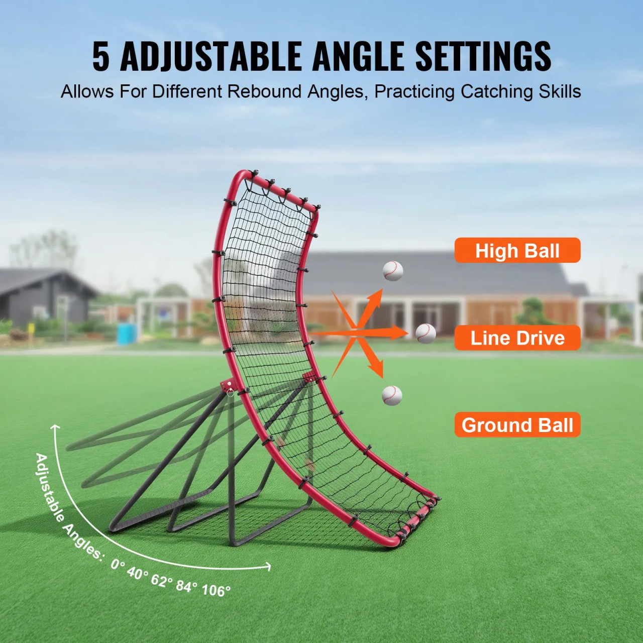 Baseball And Softball Rebounder Net, 4 x 5.5 ft PitchBack Baseball Pitching Nest, Pitch Return Trainer Rebound Net with Pitching Target, All Angle Fielding Rebound Net for Grounders Pop Flies