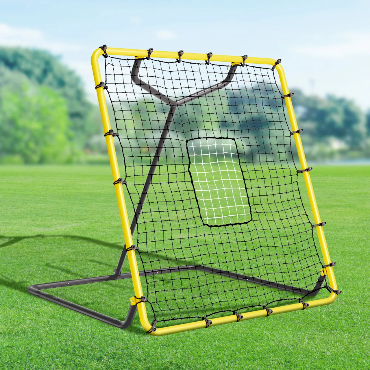 Baseball And Softball Rebounder Net, 4 x 4.5 Feet PitchBack Baseball Nest for Pitching and Fielding Training, Pitch Return Trainer Rebound Net with Pitching Target, 4 Adjustable Angles