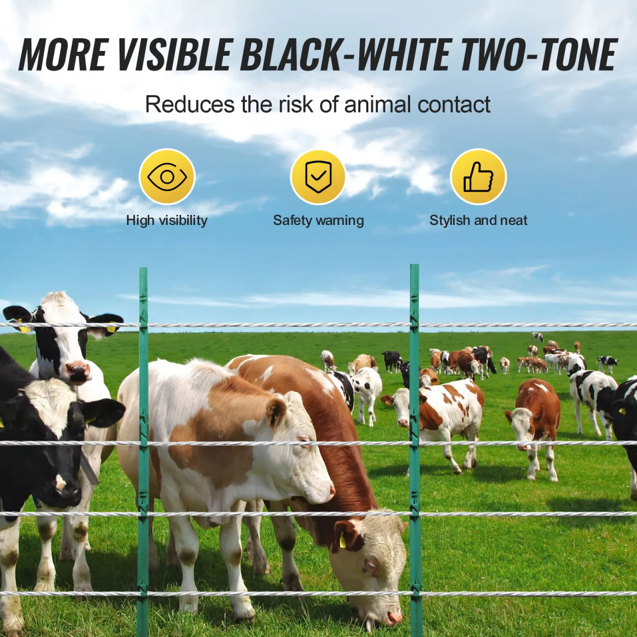 Electric Fence Wire, 656Ft 200M Portable Polywire, 1/4" Diameter 6 Stainless Steel Strands for Reliable Conductivity and UV, Rust Resistance, Fencing Rope Line for Horse, Cattle, Livestock