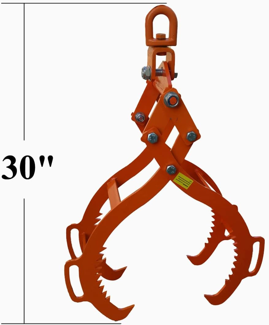 28" Log Lifting Tongs Log Lifting Tongs 4 Claw Timber Heavy Duty Solid Steel,Swivel Dragging Steel Tongs Log Lifting