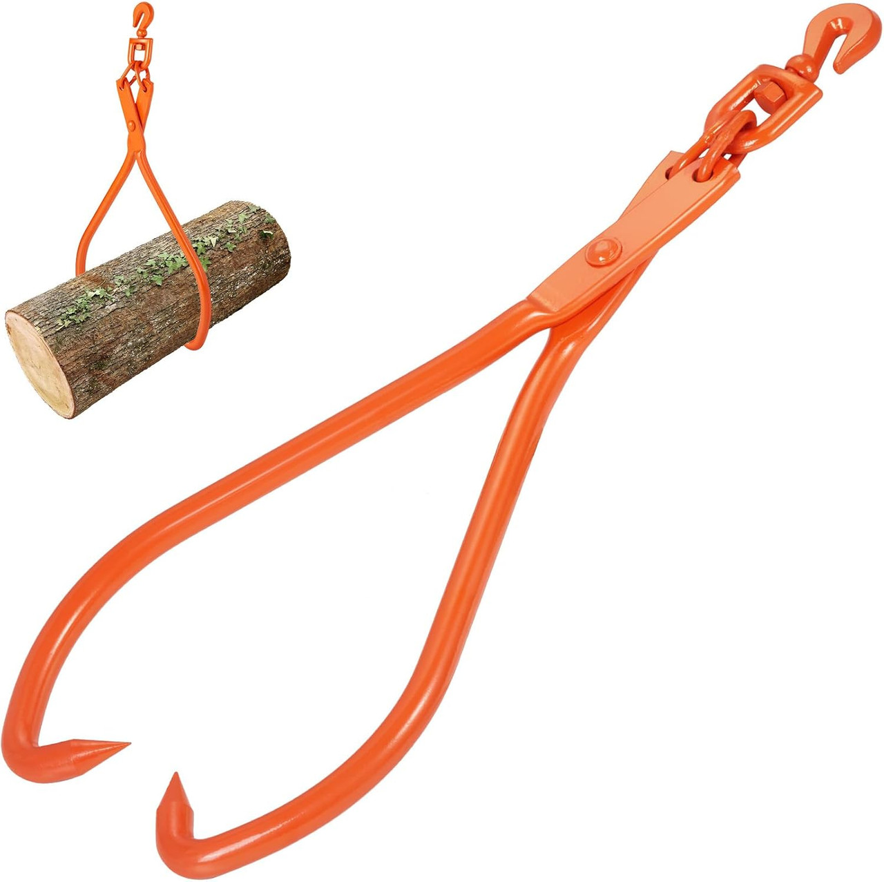 Heavy Duty Rotating Steel Lumber Skidding Tongs, 32 inch 2 Claw Log Lifting Tongs, 1543 lbs/700 kg Loading Capacity