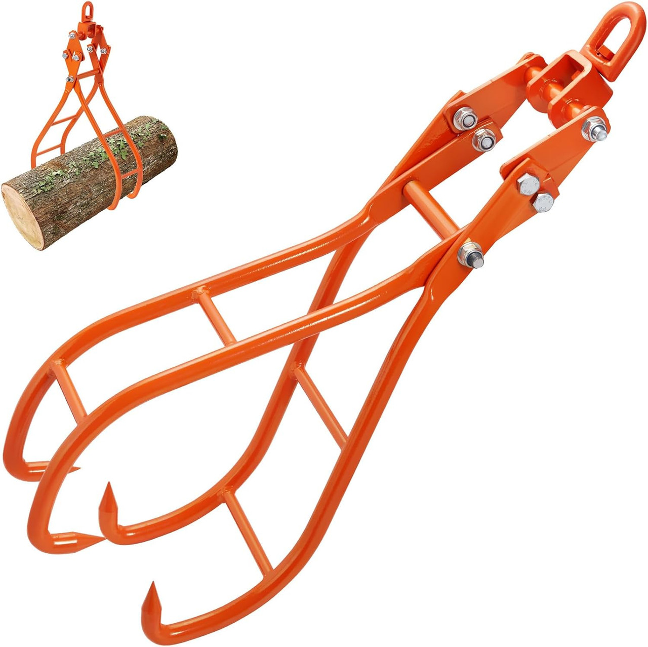Timber Claw Hook, 36 inch 4 Claw Log Grapple for Logging Tongs, Swivel Steel Log Lifting Tongs, Eagle Claws Design with 3307 lbs/1500 kg Loading Capacity for Tractors, ATVs, Trucks, Fork lifts