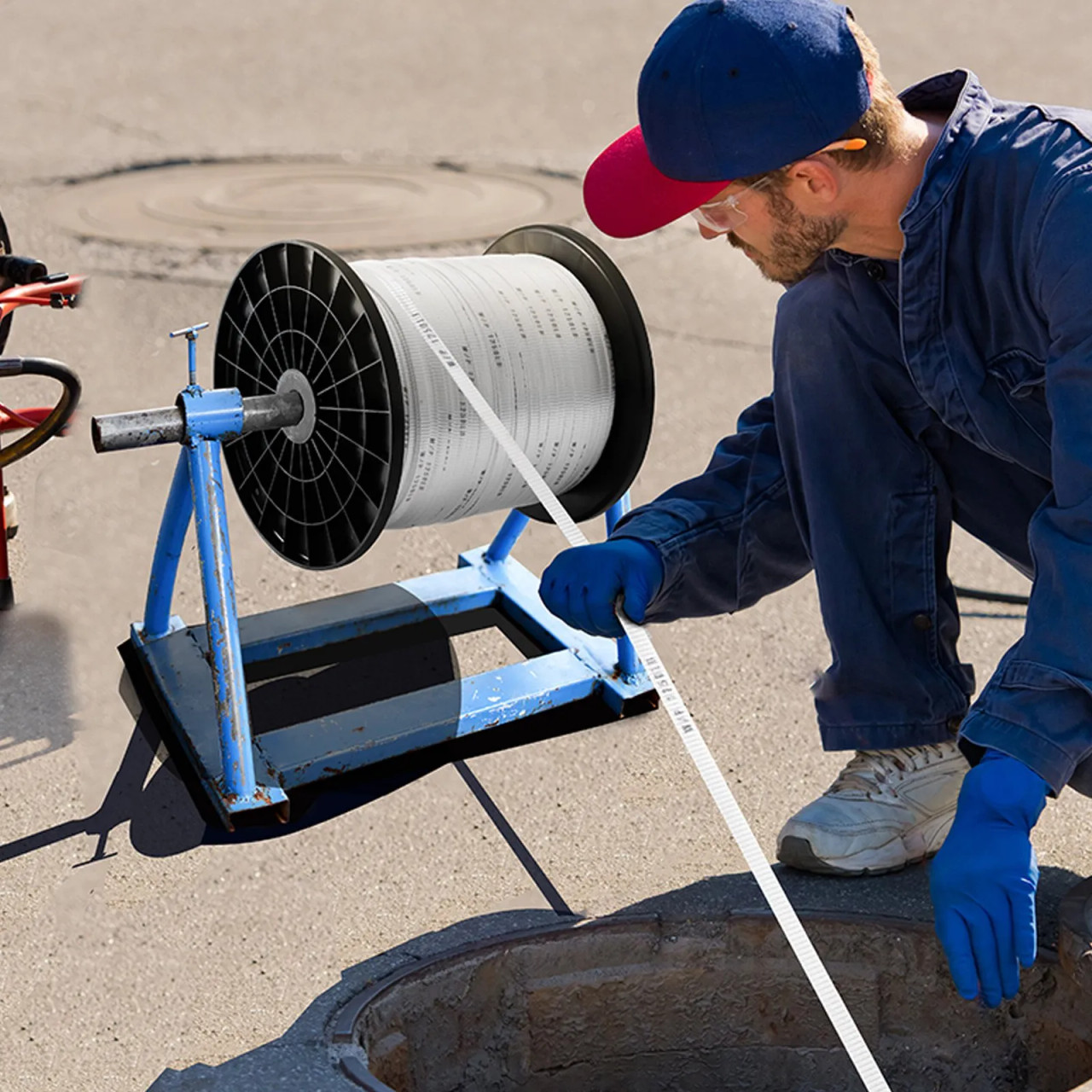 Polyester Pull Tape, 1/2" x 3153' Mule Tape Flat Rope, 1250 lbf Tensile Capacity, Printed Webbing Cable Pulling Tape for Packaging, Gardening, Commercial Electrical, Conduit Work, White