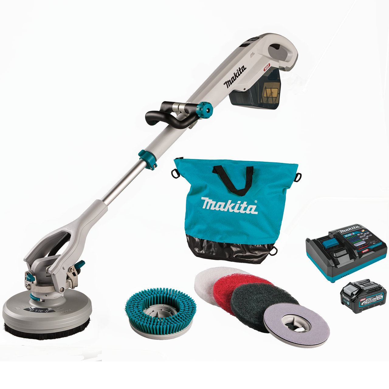 Makita 40V max XGT® Brushless Cordless Telescoping 8" Polisher / Scrubber Kit, (4.0Ah)