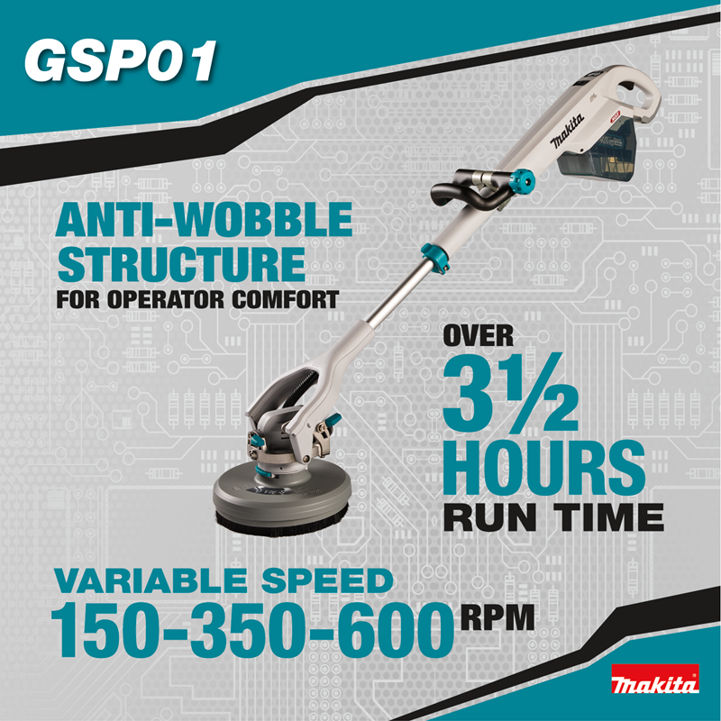 Makita 40V max XGT® Brushless Cordless Telescoping 8" Polisher / Scrubber Kit, (4.0Ah)