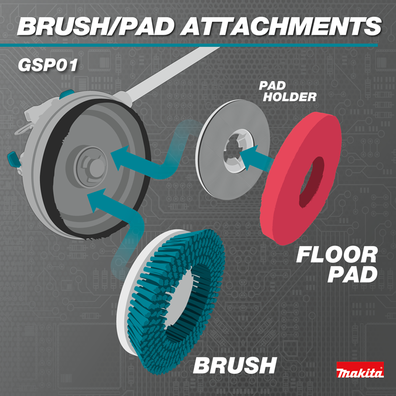 Makita 40V max XGT(R) Brushless Cordless Telescoping 8" Polisher / Scrubber Kit, (4.0Ah)