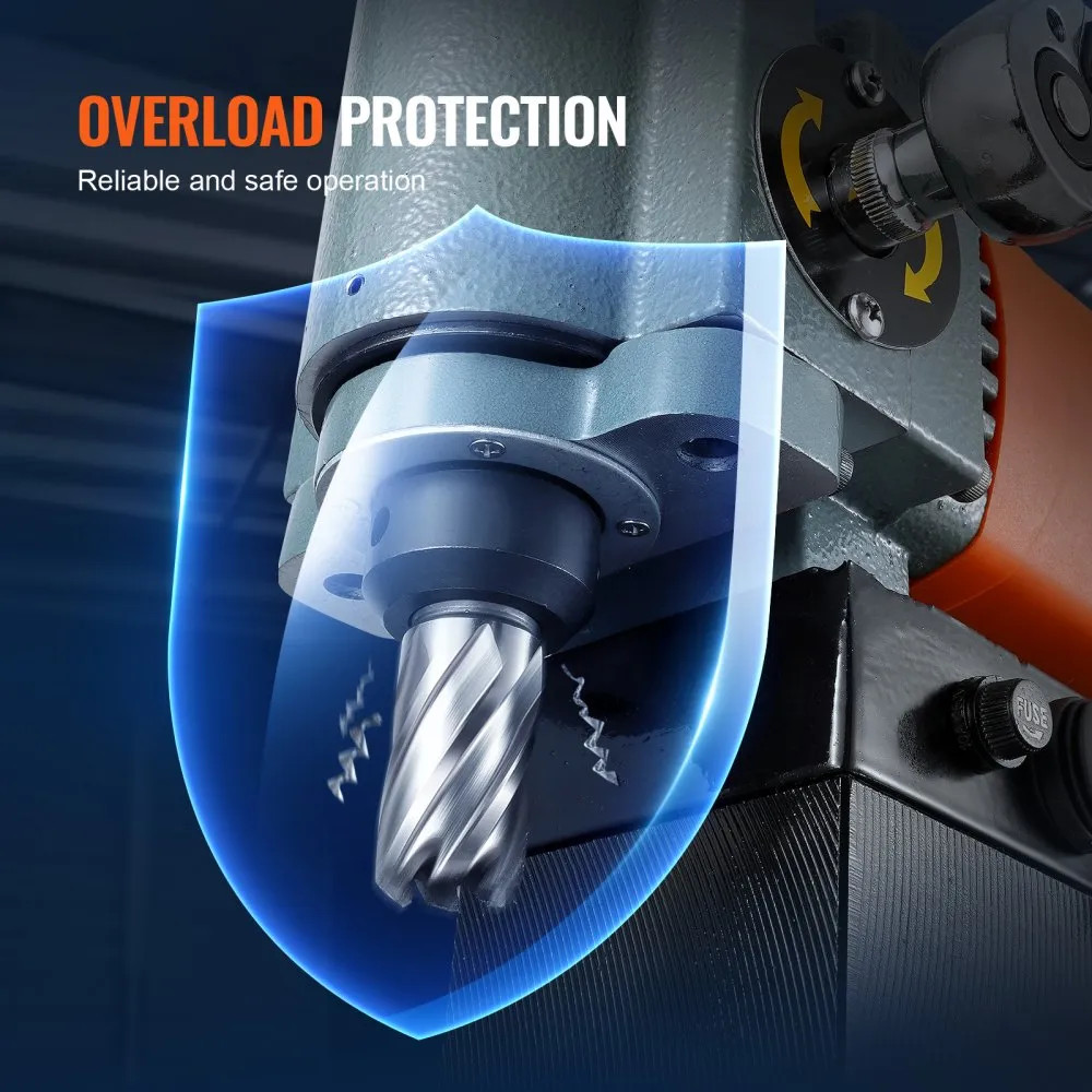 VEVOR Magnetic Drill Press – 1300W Low Profile Mag Drill, Portable Drilling Machine with Cooling Device & Overload Protection, Industrial Equipment Installation Tool