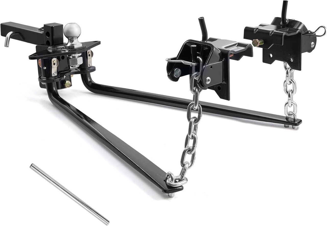 Weight Distribution Hitch, 10000 lbs Max Towing & 1000 lbs Max Tongue, Weight Distributing Hitches Kit Includes 2 in Shank and 2-5/16 in Ball, Load Leveling Hitch for Trailers, Black