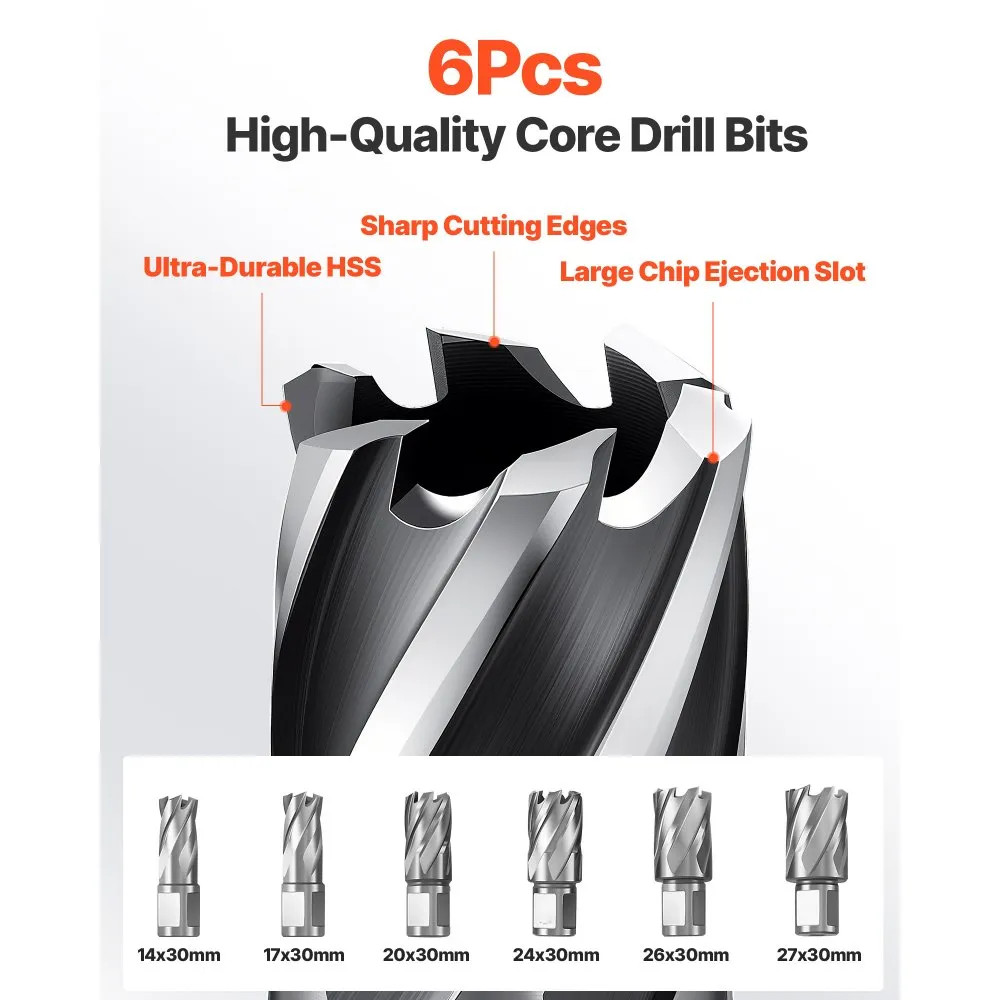Low Profile Magnetic Drill Press – 1300W, 1.4" Boring Diameter, 2248 lbf Magnetic Force, 650 RPM Speed, Weldon Shank, Portable Industrial Metal Drilling Machine