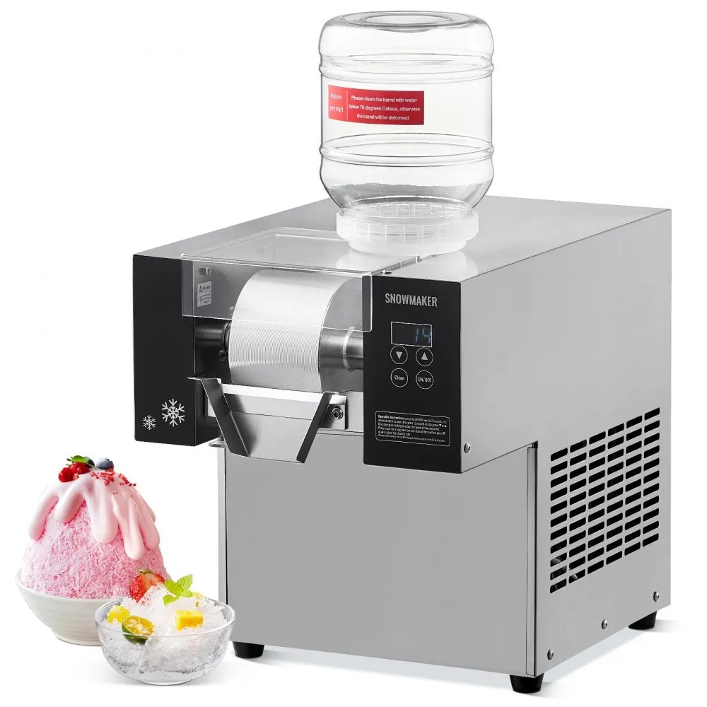 Commercial Snowflake Ice Machine – 176 lbs/24h Output, Stainless Steel Ice Shaver, Electric Snow Cone Maker with Air‑Cooling System, Touch Control Panel
