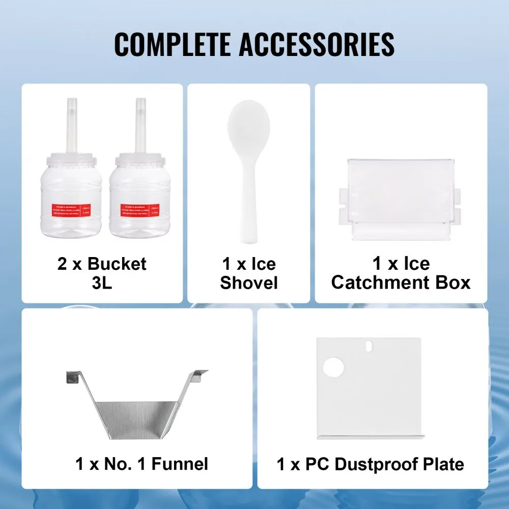 Commercial Snowflake Ice Machine – 276 lbs/24h Output, Stainless Steel Ice Shaver, Electric Snow Cone Maker with Air‑Cooling System, Touch Control Panel