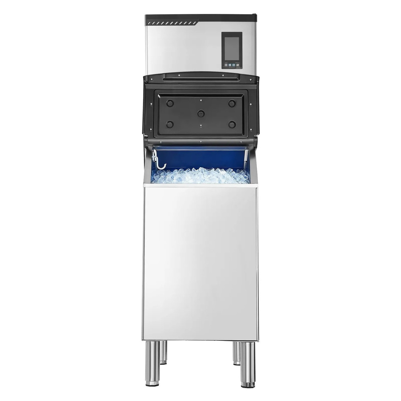 Commercial Ice Maker Machine - 800 lbs/24h Output with 300 lbs Storage Bin, Auto Self-Cleaning, Touchscreen Control