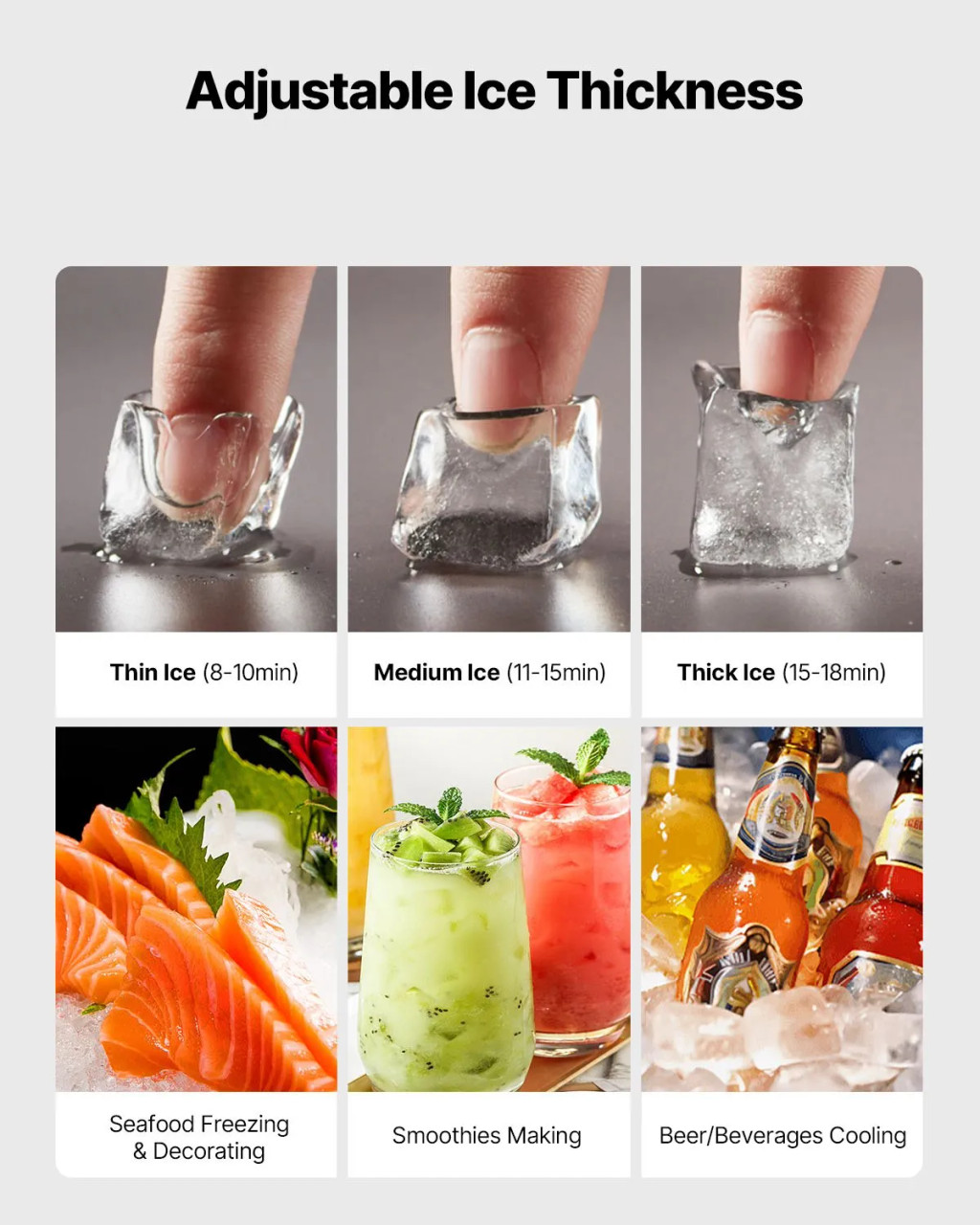 Commercial Ice Maker Machine – Head Only, 550 lbs/24h Output, Self‑Cleaning, Adjustable Thickness, Scheduled Ice‑Making, Touchscreen Control