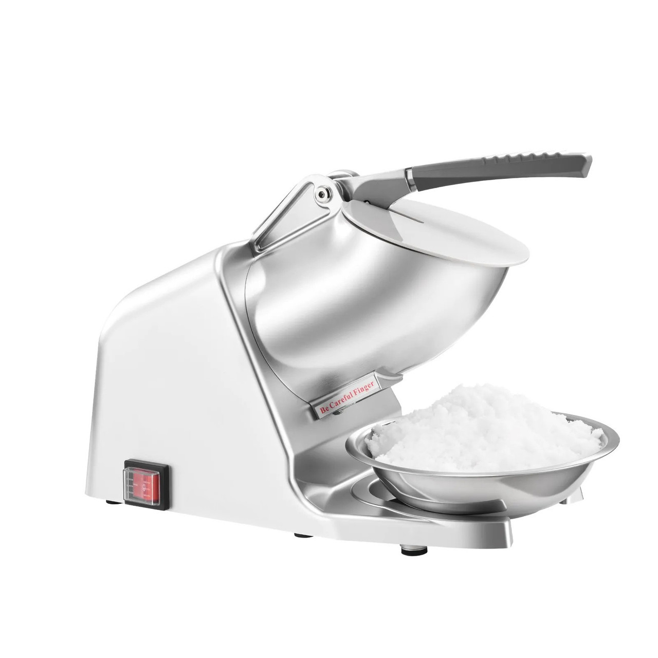 143 lbs/h Commercial Ice Crusher, 300W Electric Snow Cone Machine, 2000 RPM, 2 Blades, Stainless Steel with Bowl & Cover