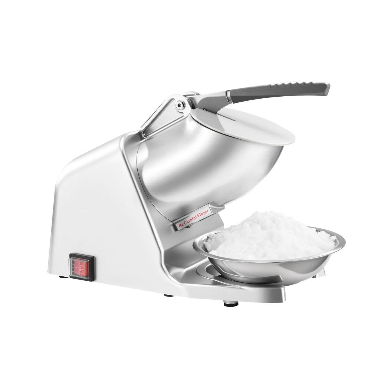 286 lbs/h Commercial Ice Crusher, 300W Electric Snow Cone Machine, 2000 RPM, 4 Blades, Stainless Steel with Bowl & Cover