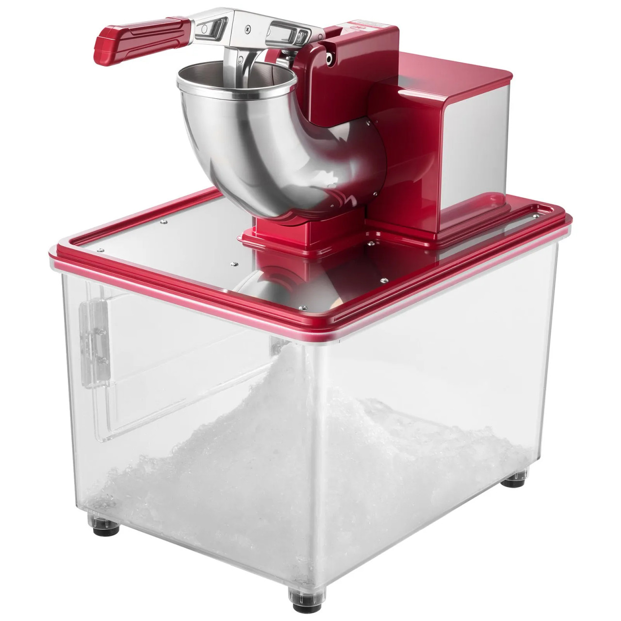 661 lbs/h Commercial Ice Crusher, 350W Electric Snow Cone Machine, 2000 RPM, 4 Blades, Stainless Steel with 11 Gal Ice Box, Red
