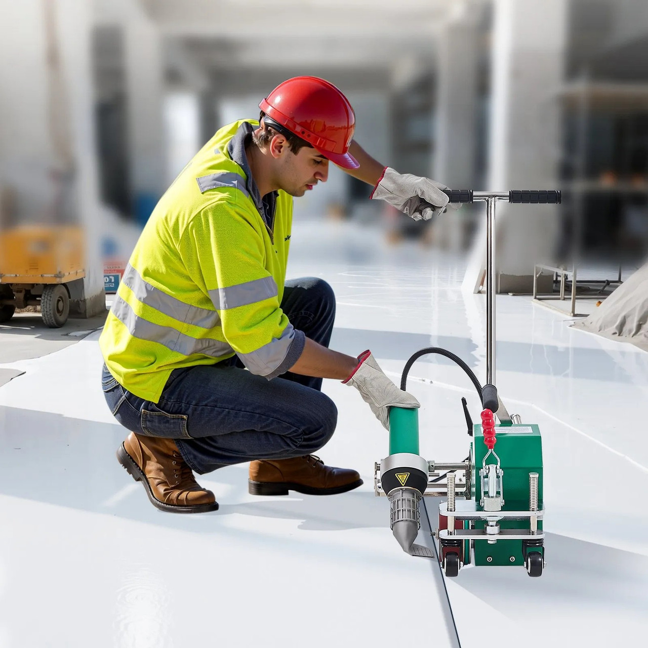 3400W Roofing Hot Air Welder, 220V PVC/TPO Plastic Welding Machine, 1.57in Width, 0.04–0.08in Thickness, 68–1202℉ Heat Range