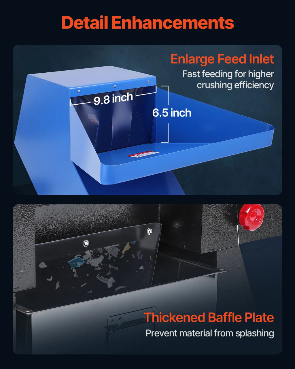 5.5HP/4.0KW Plastic Shredder Crusher, 150–200 kg/h Capacity, 8 SKD‑11 Blades, 8mm Mesh, 220V 3‑Phase Recycling Machine