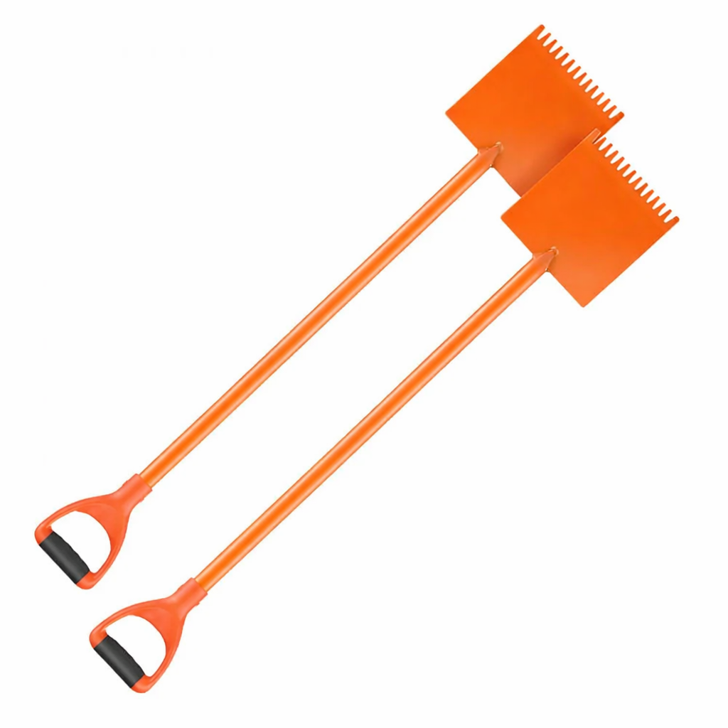 Shingle Shovel 2 Pack, D-Grip Handle Roof Ripper, 45# Steel Serrated Blade, Lightweight 6.39 lbs, Orange