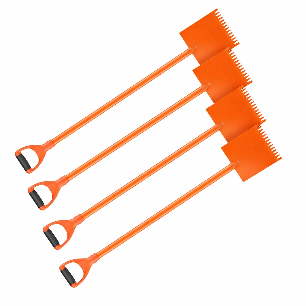 Shingle Shovel 4 Pack, D-Grip Handle Roof Ripper, 45# Steel Serrated Blade, Lightweight 6.39 lbs, Orange