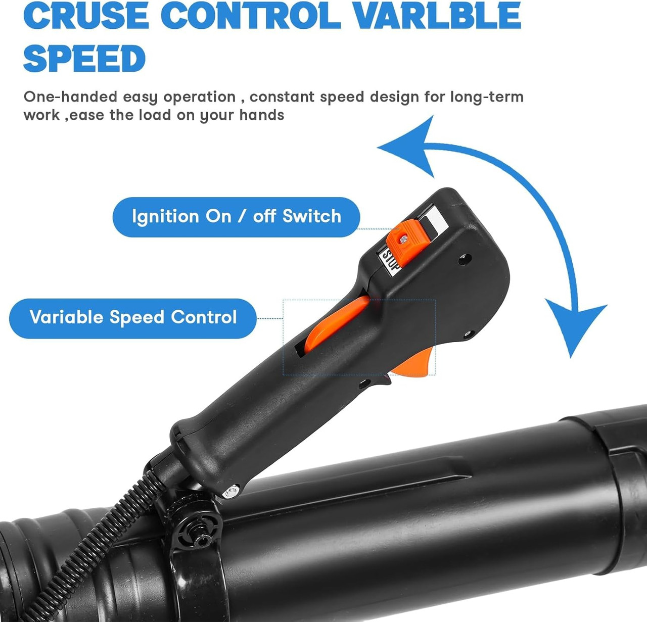 Backpack Gas Powered Leaf Blower, 75.6CC 750CFM 7000R/Min Gas Grass Lawn Blower with 4-Stroke Engine, 1.9L Fuel Tank - for Commercial Lawn Care, Yard Debris, Snow Removal, Easy to Operate, Blue